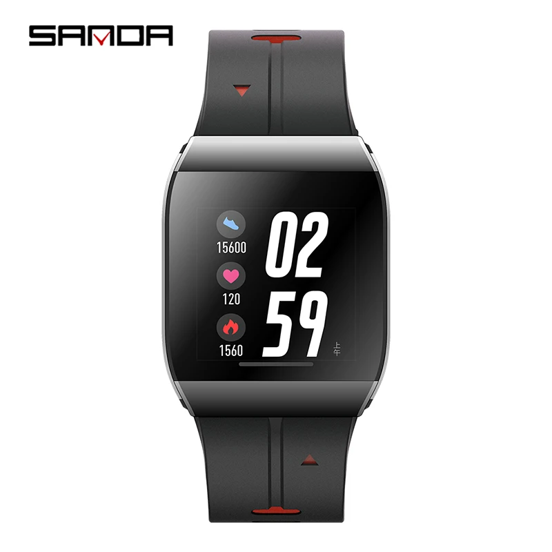 Red SANDA X1 HD Большой Дисплей пожилых мужчин помощник жизни новые умные цифровые часы женские напоминание сердечного ритма часы шаг наручные часы - Цвет: Red