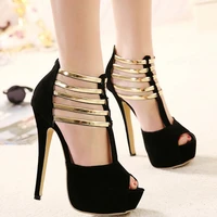summer women sandals flock zip thin heels 14cm peep toe high heels pumps lady sandal woman shoes