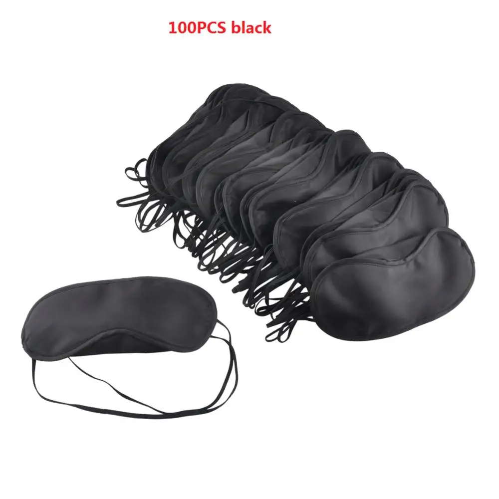 Black 100pcs 100 шт./лот маска для сна, натуральная маска для сна, маска-козырек для глаз оттенок покрытия, повязка на глаза для женщин и мужчин, мягкая переносная повязка на глаза, дорожный повязка на глаза - Цвет: Black 100pcs