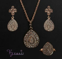 fashion jewelry womens accessories black vintage jewelry sets antique gold color pendants earrings and necklace indian gold