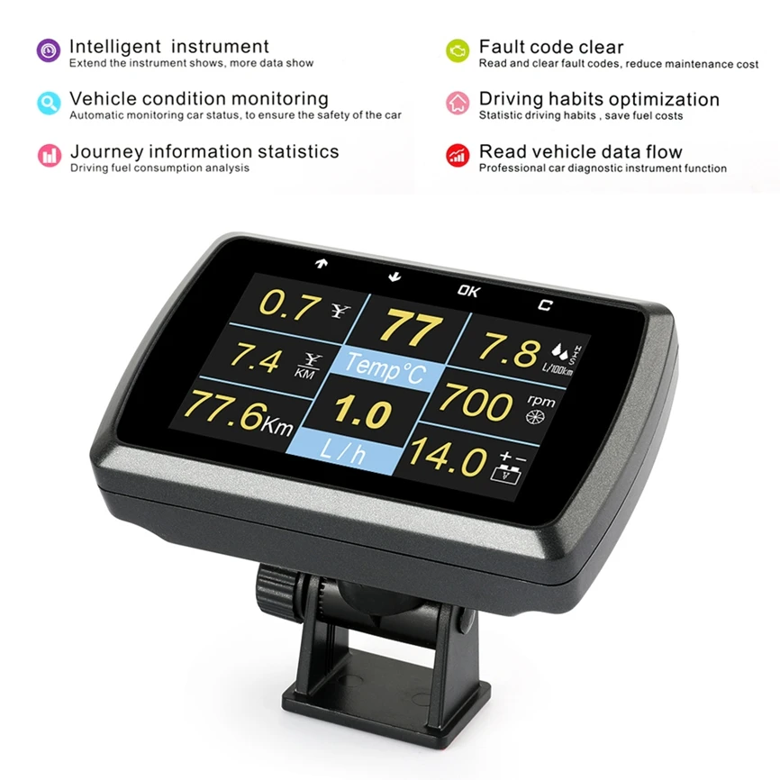 Ancel A501 Car OBD2 HUD On-board Computer Driving Speed Meter Fuel Consumption Water Temperature Volt Digital Display |