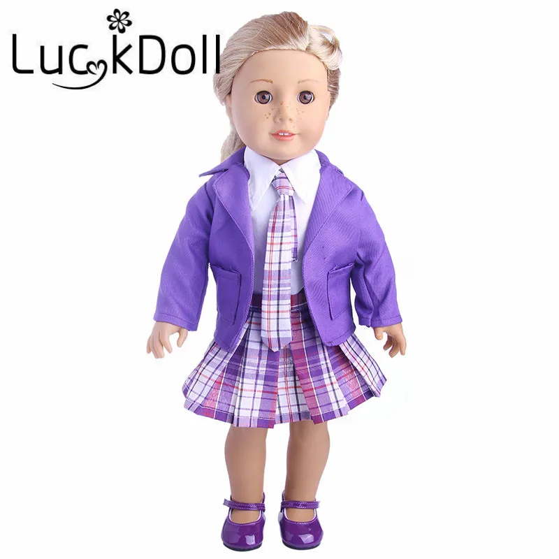 LUCKDOLL 3 стиля кампус стиль Униформа подходит 18 дюймов Американский 43 см детская кукла одежда аксессуары, игрушки для девочек, поколение, день рождения Gif