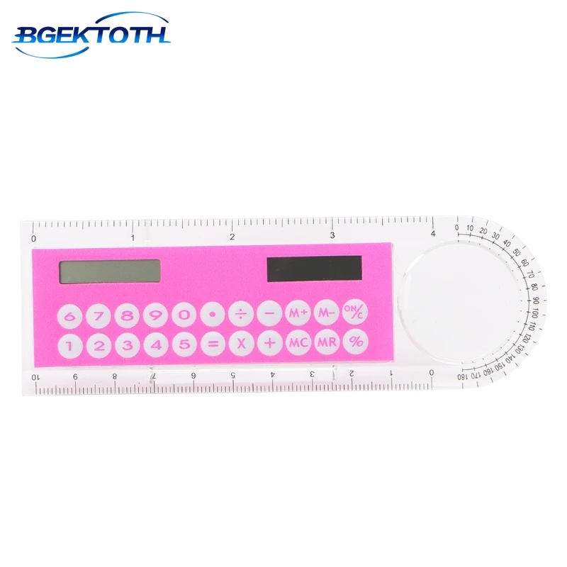 Высокое качество Красочные студенческие линейки Мини Портативный солнечной энергии калькулятор офисные канцтовары Mar2