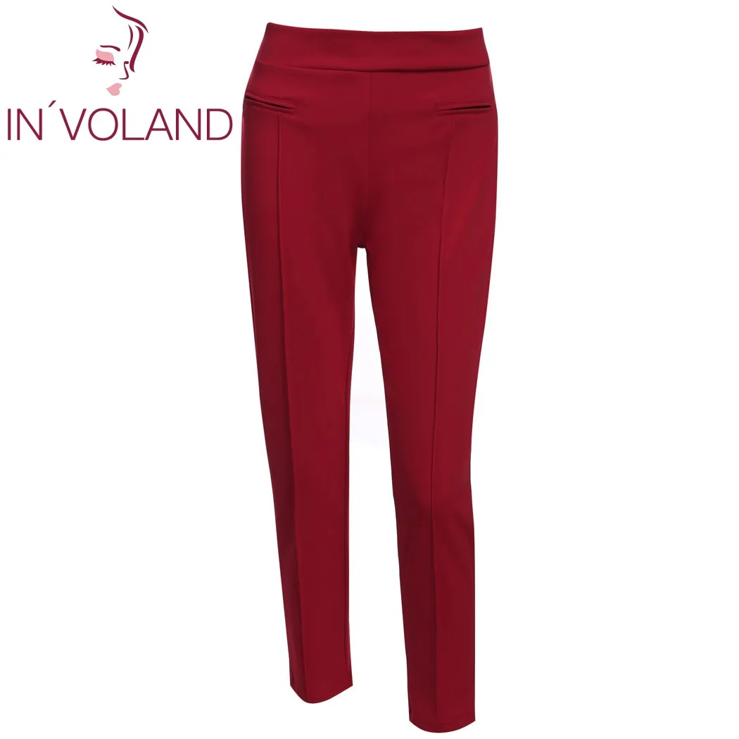 Женские длинные брюки IN'VOLAND повседневные однотонные тянущиеся узкие карандаш