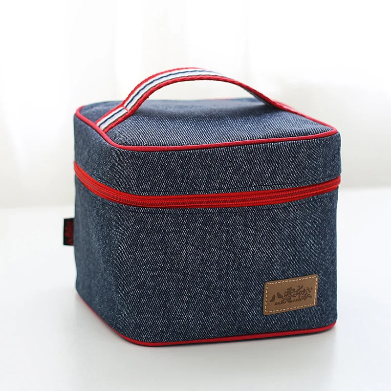 New Fashion Denim Portable Insulated lunch Bag casual Thermal Food Picnic Bag for Women kids Men Cooler Lunch Box thermo Bag