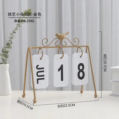 Железный персонаж DIY Цифровая и алфавитная подвесная тарелка календарь, украшенная птицей украшение дома офисный Настольный дисплей - Цвет: Desk calendar