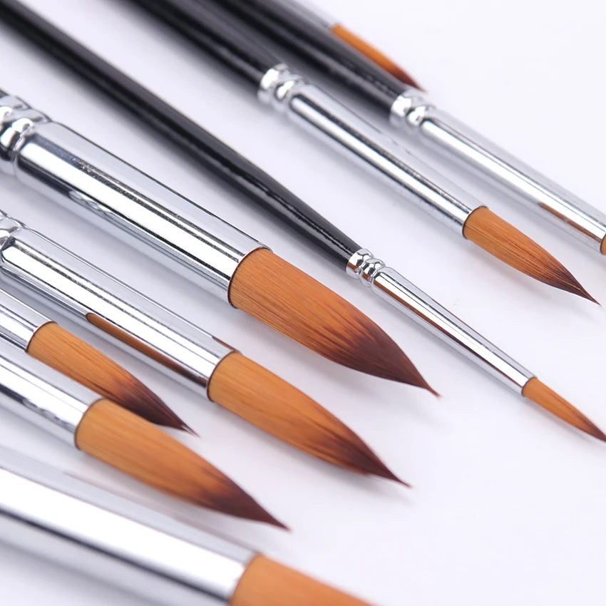 9 шт./компл. Акварельная гуашь краска кисть из сырой древесины с круглым острым