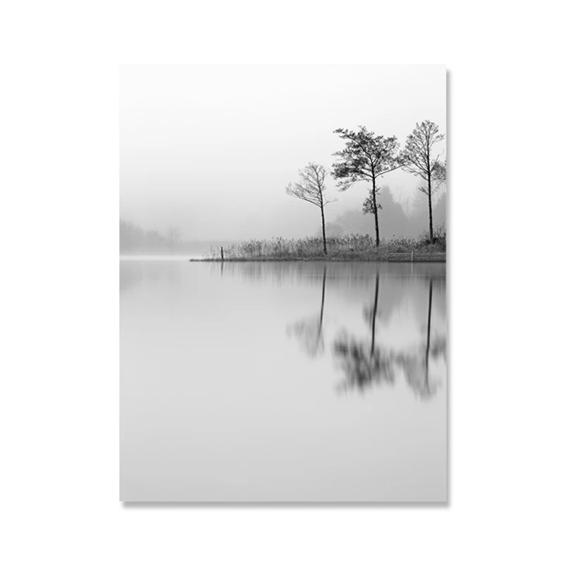 Скандинавский плакат пейзаж минималистичный и принты олень озеро настенные