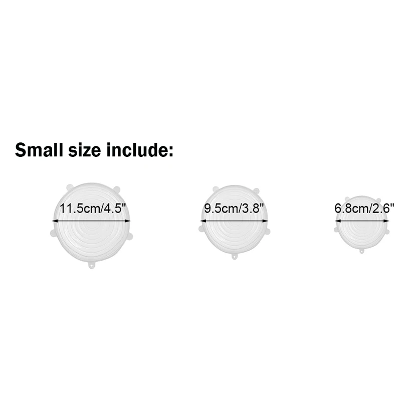 Small size 3 pcs Сохраняющий свежесть, многоразовые силиконовые крышки для еды, крышки для чаши для сохранения свежести, крепкая гибкая упаковка, растягивающийся домашний кухонный набор - Цвет: Small size 3 pcs