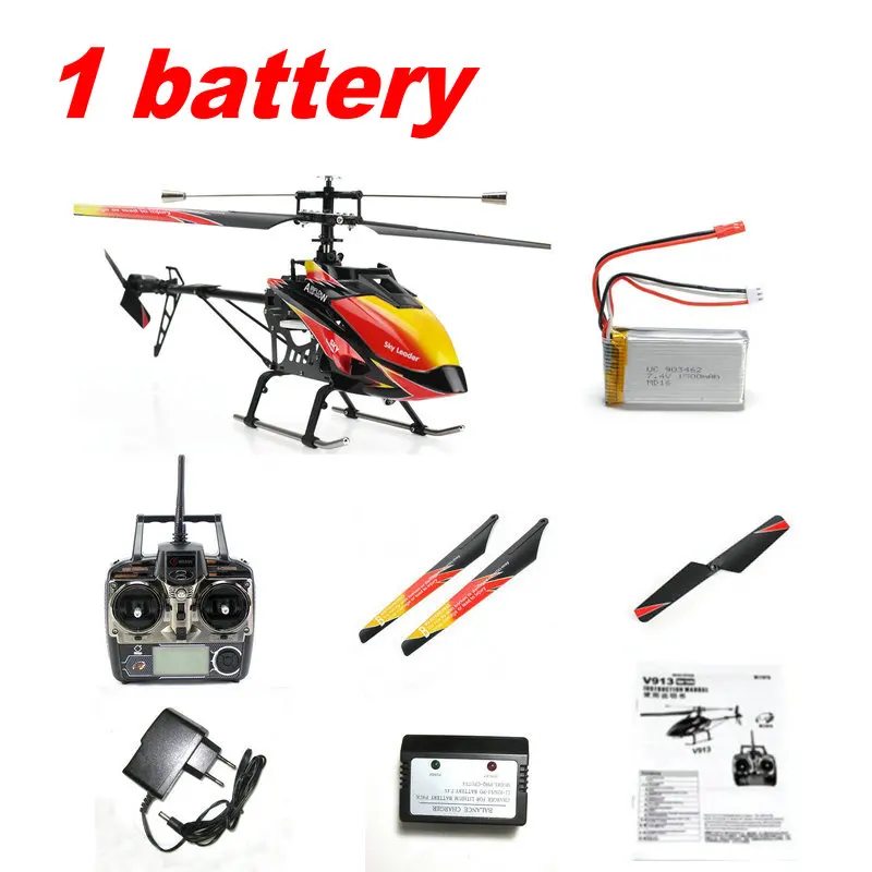WL toys V913 Sky Dancer 4 канала FP вертолет 2,4 ГГц w/Встроенный гироскоп v913 игрушки rc модель вертолета - Цвет: RTF 1 battery