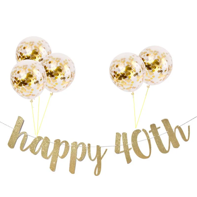 30/40/50/60 тыс. лет, платья на день рождения, декор Золотая блестящая бумага баннер гирлянда воздушный шар "Конфетти" День рождения украшения товары для взрослых - Цвет: happy 40th