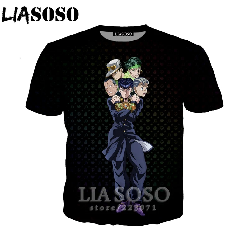 LIASOSO лето для мужчин женщин Kujo Jotaro Толстовка 3D принт аниме JoJo Необычные Приключения Футболка короткий рукав Топ пуловер B051-01 - Цвет: 16