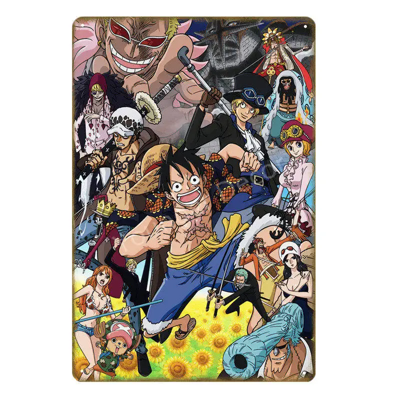Ретро one piece Wanted постеры винтажные аниме классические металлические жестяные вывески домашний бар паб настенные стикеры художественный подарок украшение дома YD030 - Цвет: YD0661