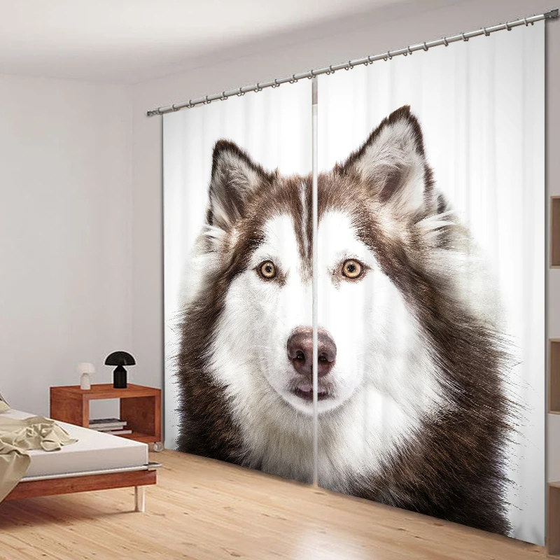 Светонепроницаемые шторы Wolf / Alaskan Dog Husky с 3d рисунком офисные постельные