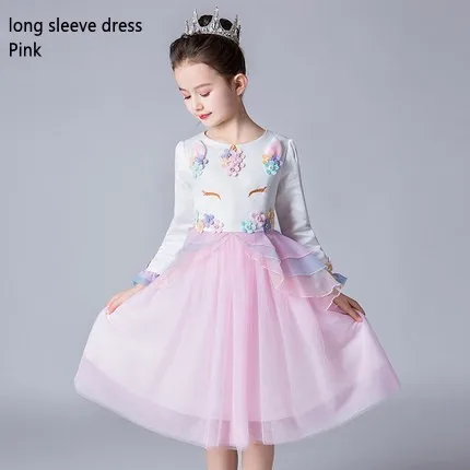 Long Sleeve Dress Прямая поставка; модное Болеро для девочек; Детская короткая куртка цвета слоновой кости с единорогом; Детское пальто для свадебной вечеринки; накидка; платье без рукавов - Цвет: Long Sleeve Dress
