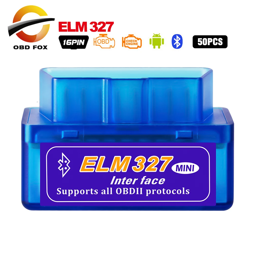 Автомобильный диагностический мини сканер ELM 327 V2.1 OBD2 50 шт./лот Bluetooth ELM327 V1.5 Wi Fi