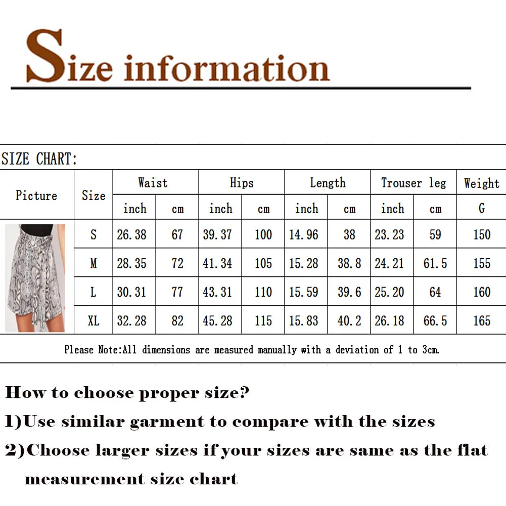 

Fashion Shorts Women Summer Snake Skin Printed High Waist Girls Club Party Beach Hot Shorts Bandage Belt Loose Short Femme