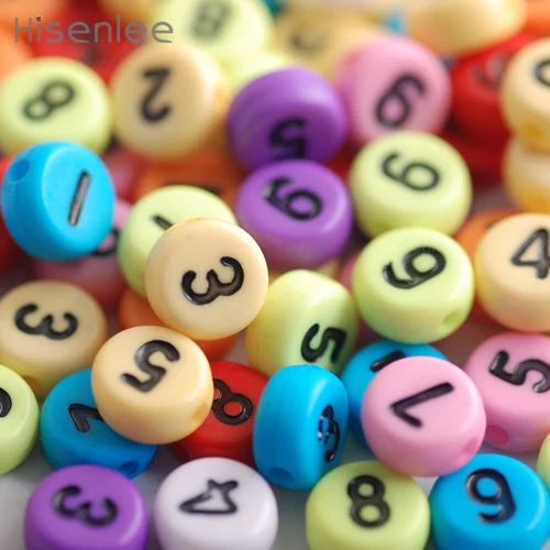 4x7mm 200pcs 7 мм КЛАССИЧЕСКИЕ СЕРЕБРЯНЫЕ винтажные сплюснутые круглые акриловые бусины с арабскими цифрами, интервальные бусины, 200 шт, для украшения, подарок, сделай сам - Цвет: 4x7mm 200pcs