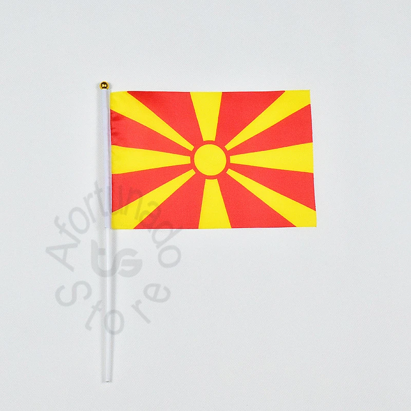 Macedonia 14*21cm flag Banner hand waving National Home Decoration banner | Дом и сад