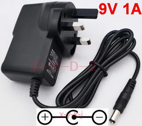 UK plug 1 шт. Высокое качество AC/DC 9 В 1A импульсный источник питания для гитары педаль эффект адаптер обратная полярность отрицательный внутри - Цвет: UK plug