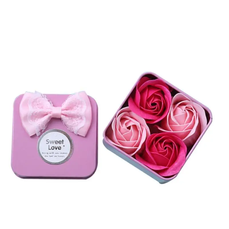 4pcs Pink Романтическая роза медведь игрушка для женщин девушки Мыло Цветок День рождения Свадебные украшения вечерние юбилей день Святого Валентина подарок для девушки - Цвет: 4pcs Pink