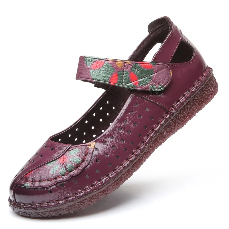 Босоножки OUKAHUI женские из натуральной кожи винтажные сандалии на низком каблуке