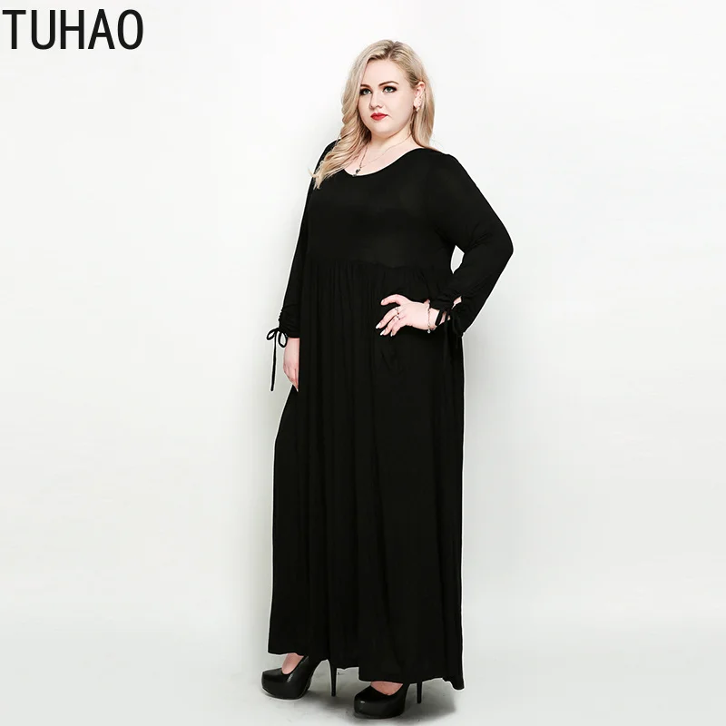 TUHAO 7XL женское длинное Макси-Платье с красным рукавом в пол, повседневное вечернее платье, женское платье размера плюс 6XL 5XL 4XL, платья для женщин RL