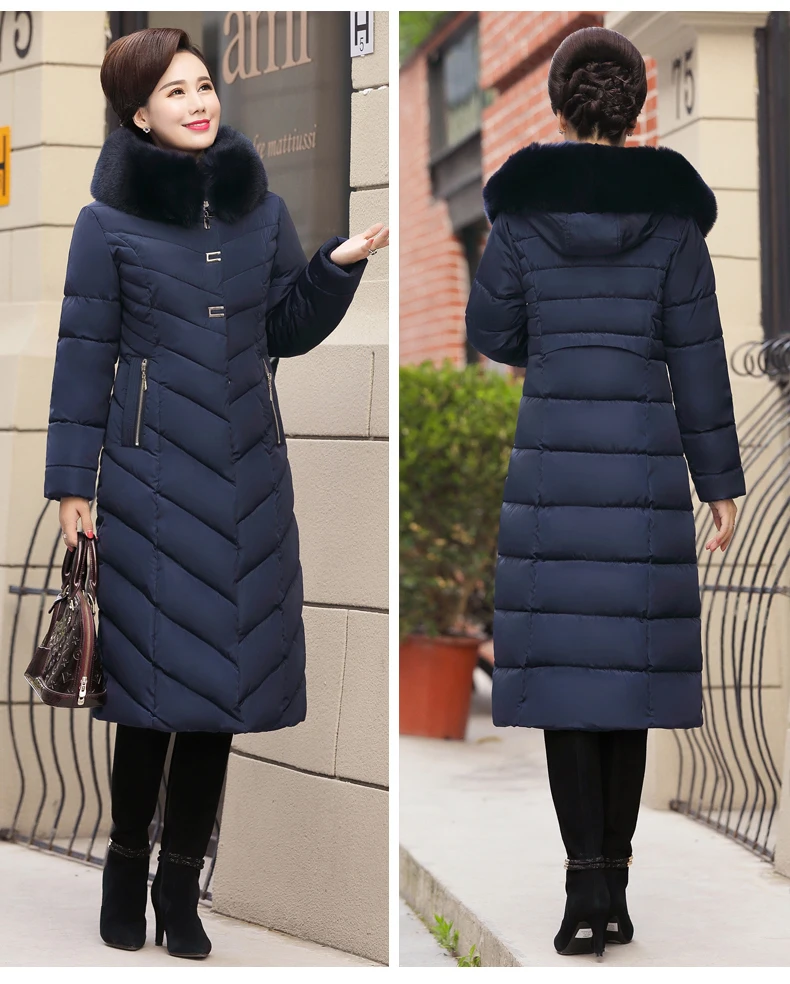 Новинка, зимняя женская куртка, плюс размер, 5XL, теплая утолщенная Женская куртка для среднего возраста, зимнее пальто с капюшоном, тонкое женское пальто, длинные парки