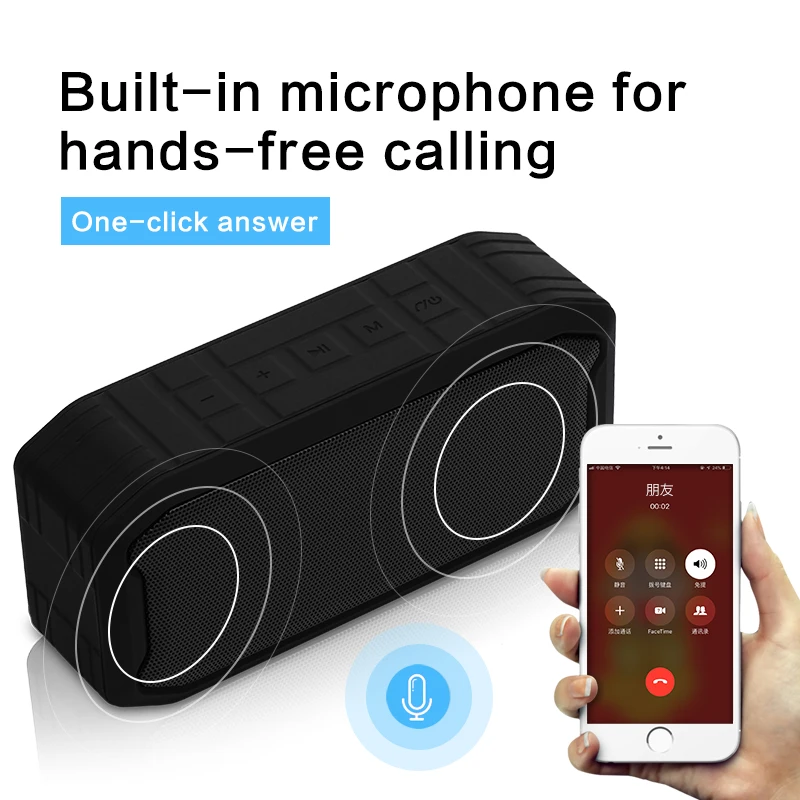 Портативный bluetooth-динамик с премиум стерео 3D басом звук воды и пыли ударопрочный