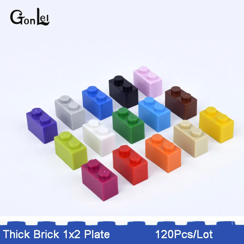 120 шт./лот MOC толстый кирпич 1x2 пластина строительный блок Часть Аксессуары DIY