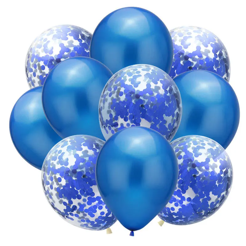 blue 10 шт. 12 дюймов Смешанные конфетти воздушные шары на день рождения украшения для детей и взрослых Металлические Шарики Детские воздушные шары для девочек - Цвет: blue