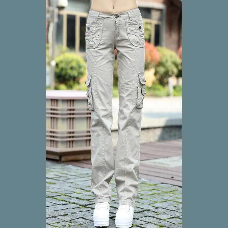 Размера плюс Pantalon Femme Для женщин тренировочные хлопковые военные армейские брюки карго комбинезоны для девочек прямые брюки с несколькими карманами, брюки