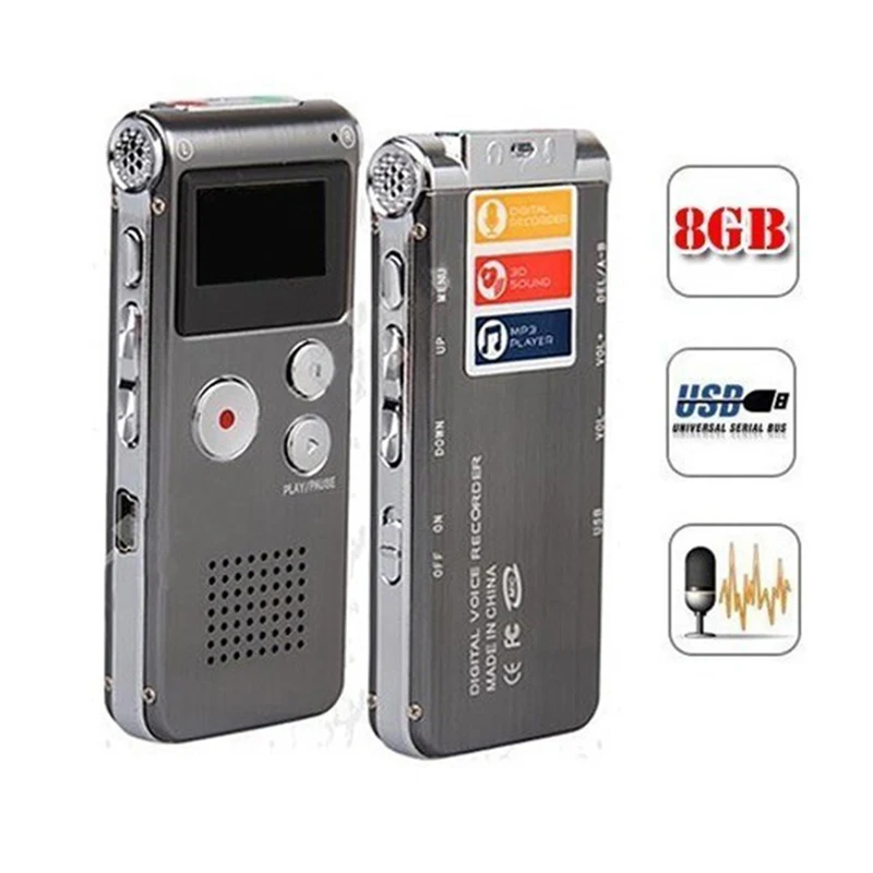 Профессиональный 8 ГБ Мини Digital Voice Регистраторы USB диктофон MP3 плеер аудио