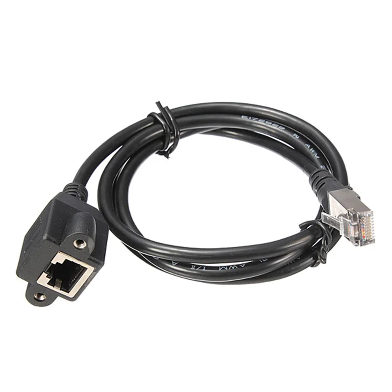 1 м RJ45 штекер к гнезду винт Панель Крепление Ethernet LAN Сетевой удлинитель Черный |