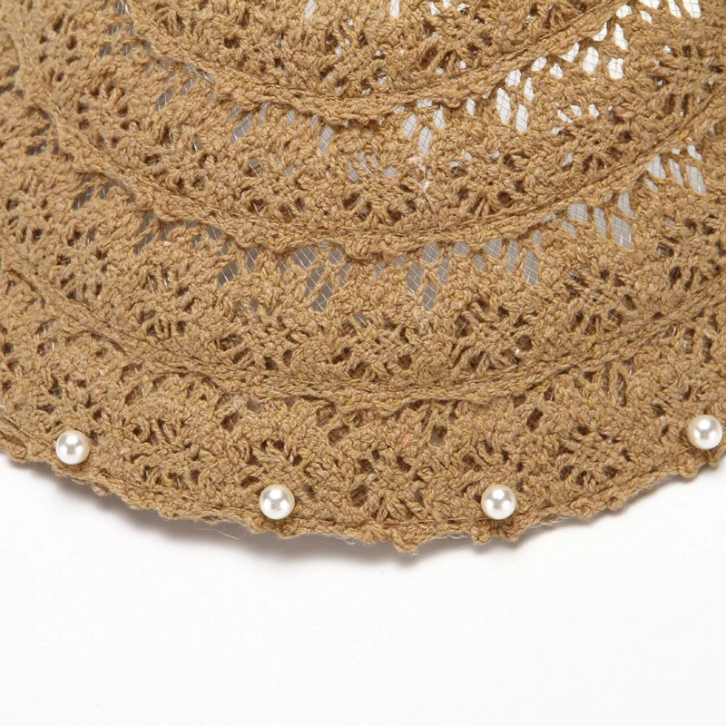 Женская пляжная шляпа с жемчужным козырьком лето 2019|Женские пляжные шляпы| |