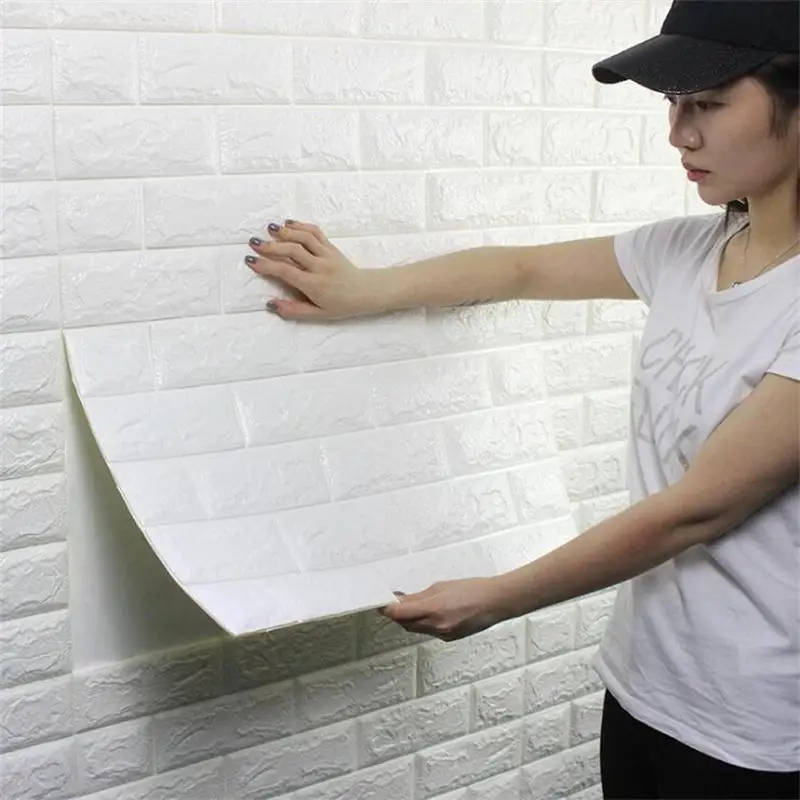 70*77 см 3D PE пенка, камень, кирпич, наклейки на стену, домашний декор, гостиная, художественная Фреска для детей, безопасные самоклеющиеся рельефные DIY обои