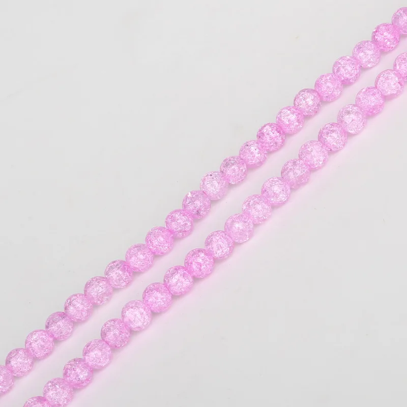 Высококачественные розовые хрустальные бусины AAA круглые с трещинами 6/8/10 мм для