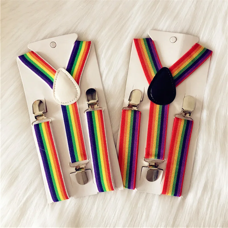 Детские Красочные подтяжки цвета радуги для маленьких мальчиков и девочек