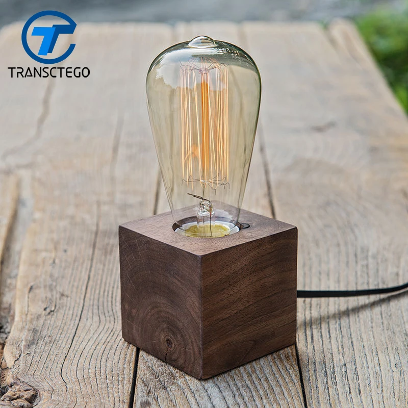 

Деревянная настольная лампа, винтажные настольные лампы для спальни, креативные декоративные лампы, деревянные настольные лампы