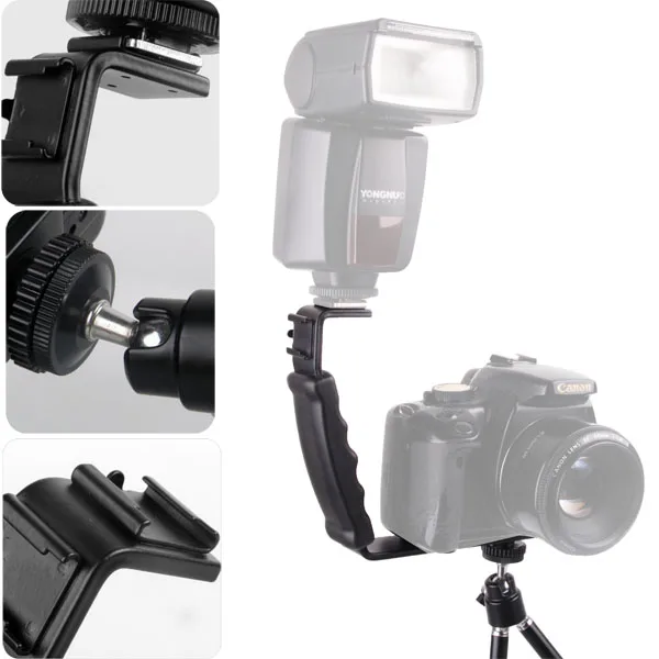 L образный угол 2 башмак Кронштейн для вспышки DV Лоток Двойной Горячий l DSLR камеры
