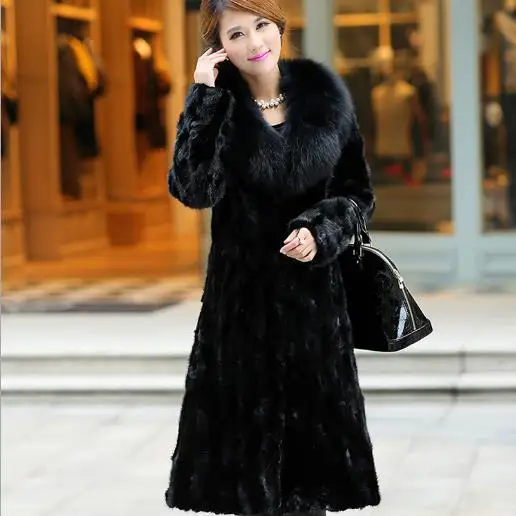 Женское пальто из искусственного меха норки зимняя утолщенная Длинная Верхняя
