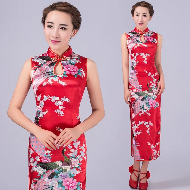 Классическое красное женское длинное платье Cheongsam Лидер продаж из