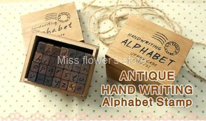 Деревянный алфавит в стиле ретро штамп 28 шт. наборе Курсив ручная работа штампы