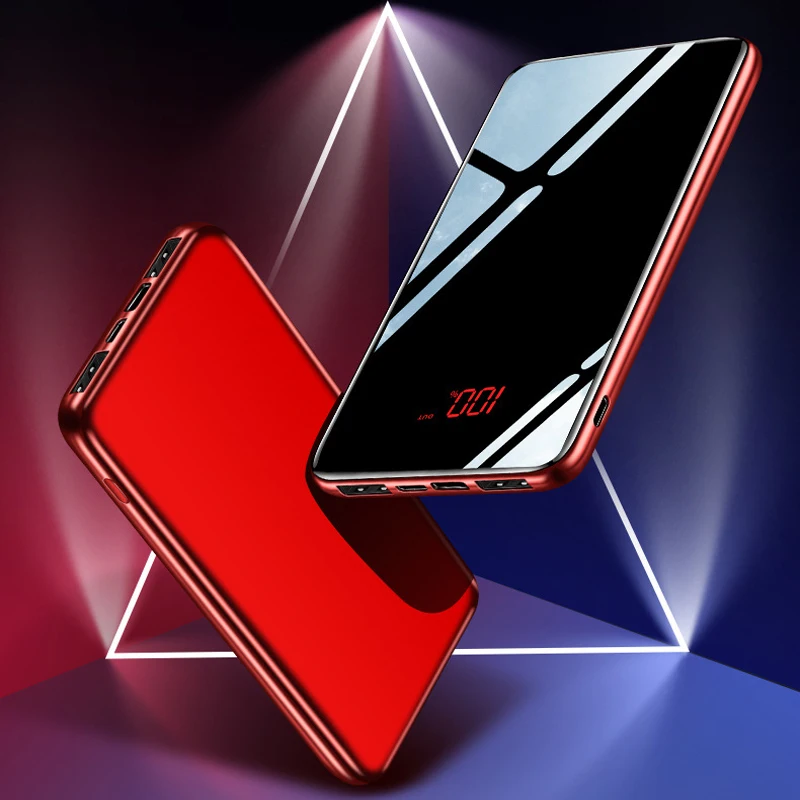 Power Bank 30000 зеркало портативные модные мобильные телефоны внешняя зарядка ультра тонкий пакет банк питания для iPhone X XS 8 Xiaomi