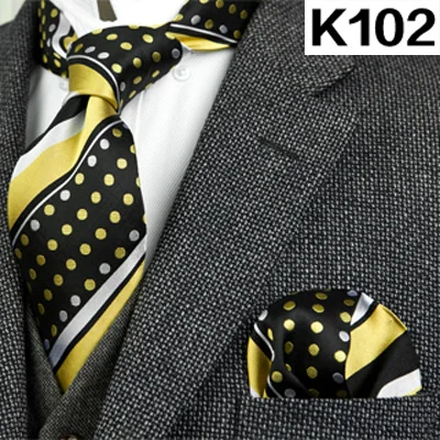 K102set В полоску, в клетку, в горошек, с цветочным узором из мужских галстуков галстуки галстук комплекты платок носовой платок шелковый галстук из жаккардовой ткани - Цвет: K102set