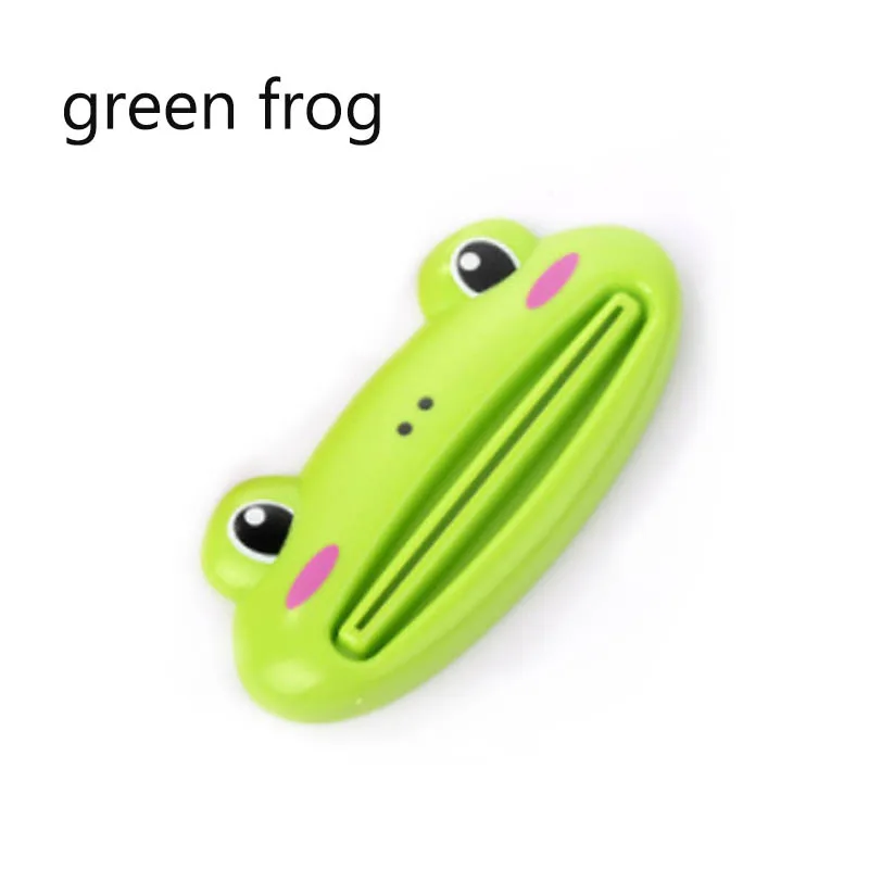 green frog Зубная паста дозатор крема соковыжималка мультфильм аппарат для установки заклепок паста милые животные пластиковые выдавливатель для зубной пасты зажим 2 шт - Цвет: green frog