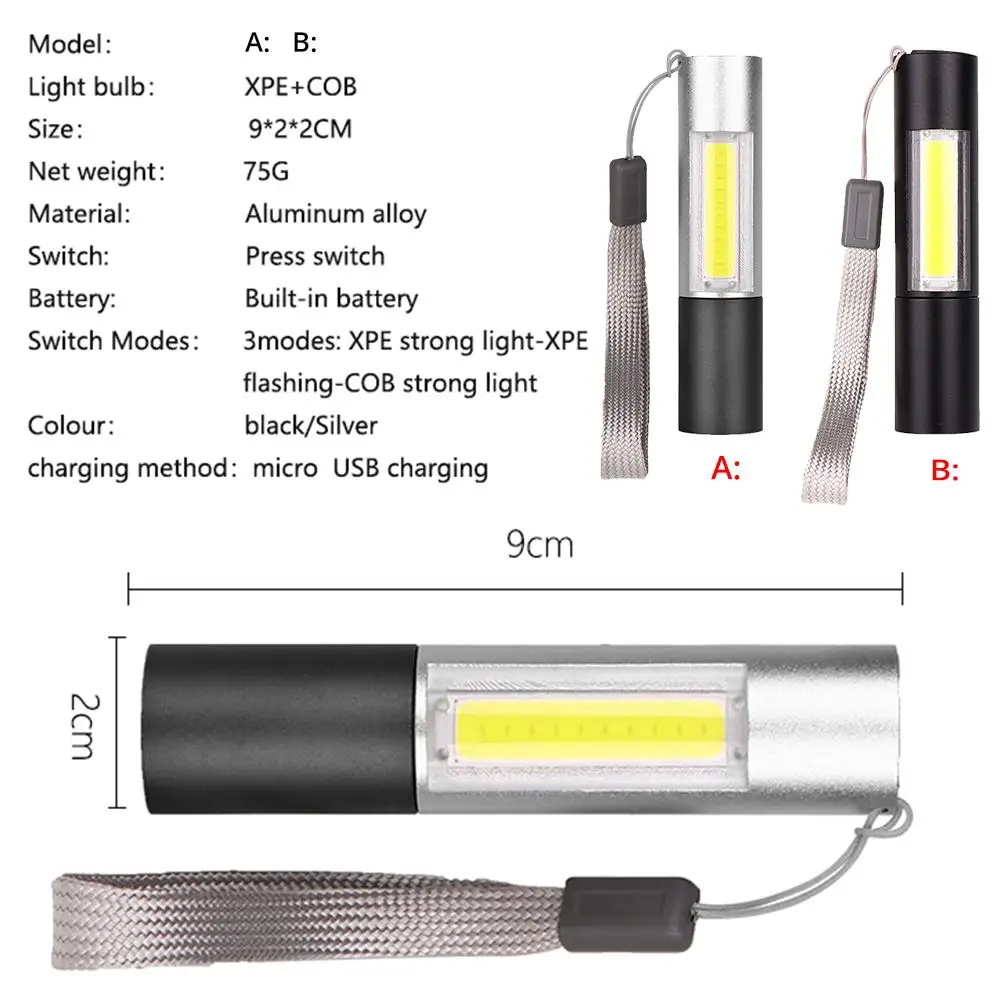 8000LM USB LED Flashlight Rechargeable LED Torch Light Lanterna T6 High Power Battery Lantern Tactical Flashlight As Power Bank