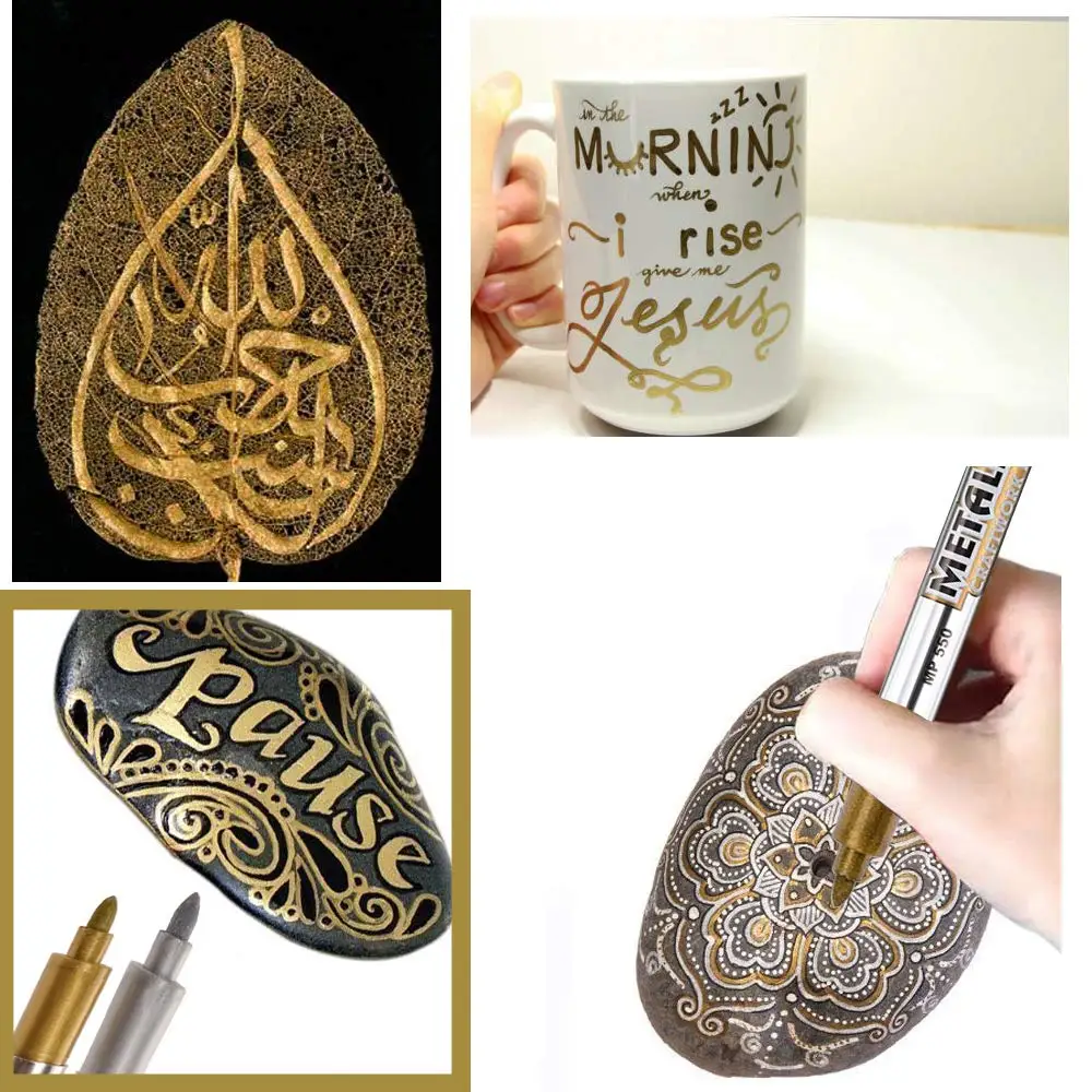 Metallic Marker Pens 12 Pcs Gold &amp Silver Permanent Painting Signature | Канцтовары для офиса и дома