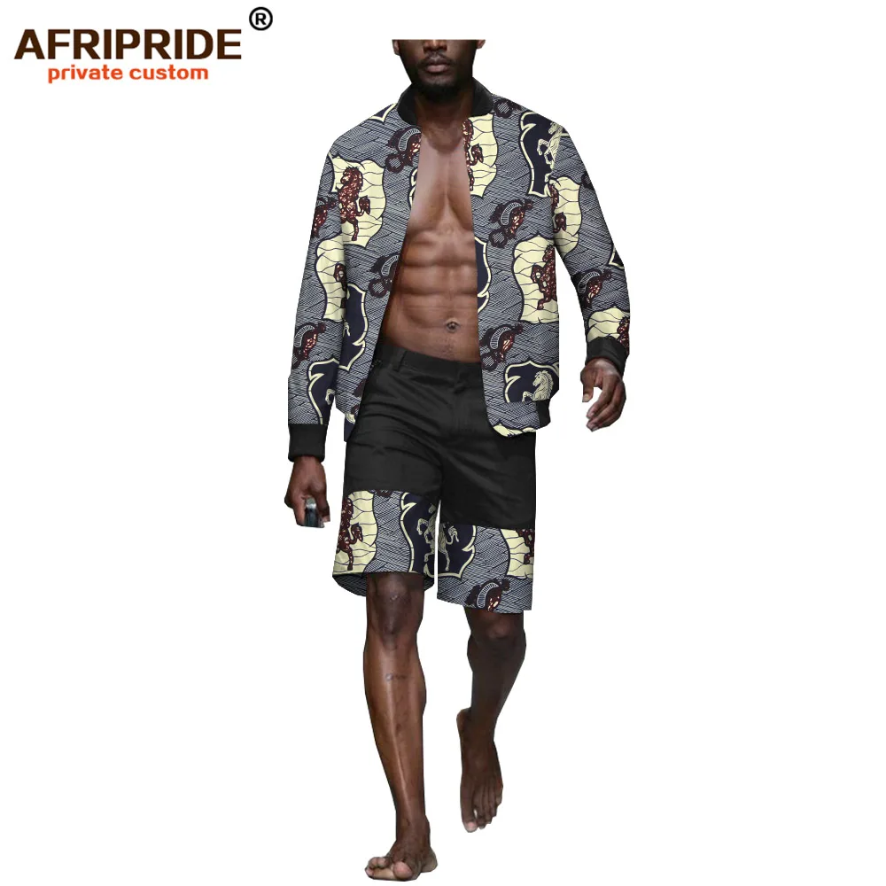 AFRIPRIDE, Африканский летний мужской повседневный костюм, гавайская рубашка с коротким рукавом+ короткие штаны, Дашики, принт, vestidos A1916001
