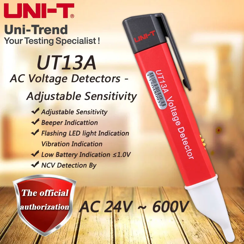 UT13A UNI-T UT13A UT13B детектор напряжения переменного тока Чувствительность Регулируемая/зуммер/вспышка/вибрация/автоматическое распознавание/низкое напряжение дисплей - Цвет: UT13A